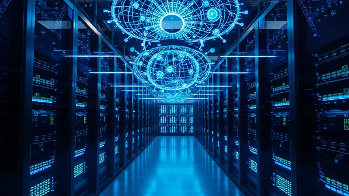 Microsoft의 클라우드 및 AI 기술을 상징하는 데이터센터 이미지