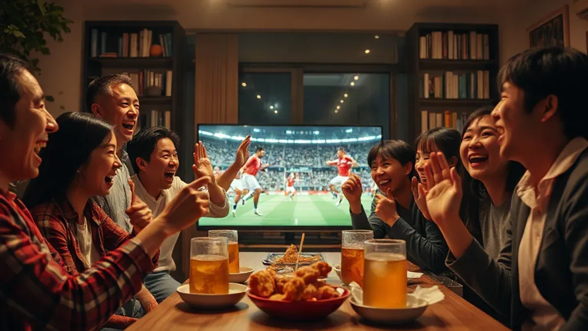 축구 경기 시청과 치킨